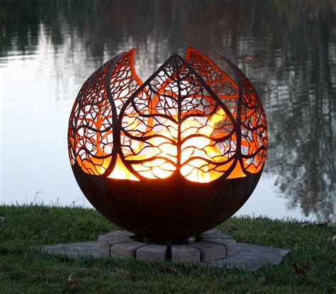 Autumn Sunset | Leaf Fire Pit Sphere | The Fire Pit Gallery