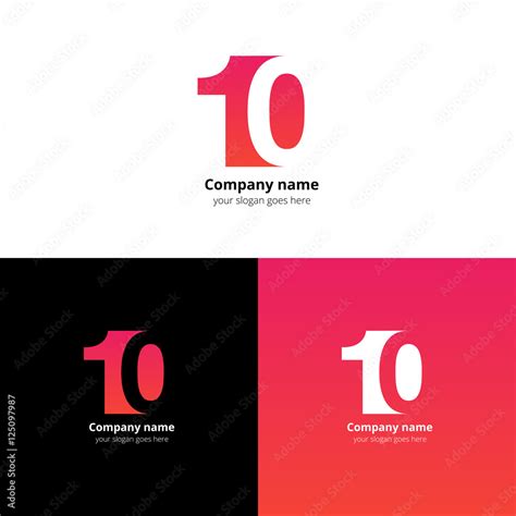 10 logo icon flat and vector design template. Monogram numbers one and ...