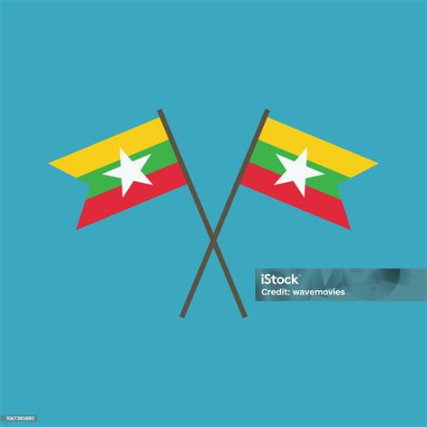 Myanmar Flag Icon In Flat Design Stock Illustration Download Image