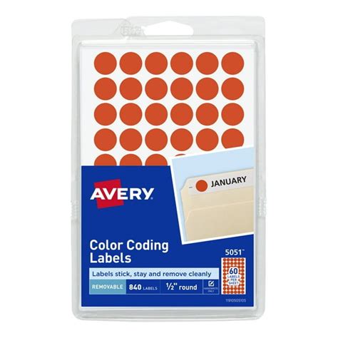 Avery Removable Color-Coding Labels, Neon Red, 1/2" Diameter, 840 ...