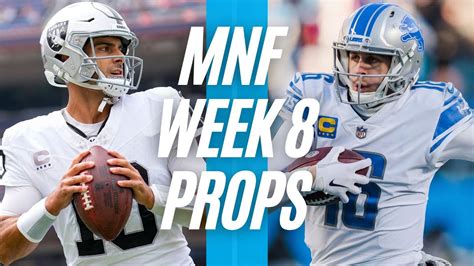 Monday Night Football NFL Player Props 2023 RAIDERS Vs LIONS Week 8