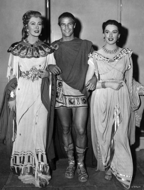 Greer Garson Marlon Brando And Deborah Kerr During Filming For Julius