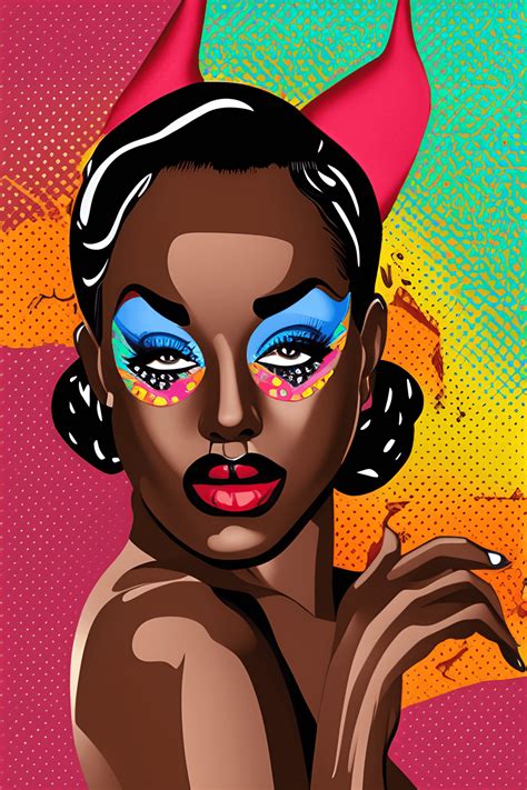 Secrets Surprised Pop Art Dark Melanin Woman Pinup Creative Fabrica