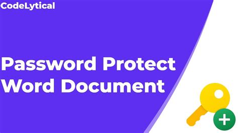 How To Password Protect A Word Document Youtube