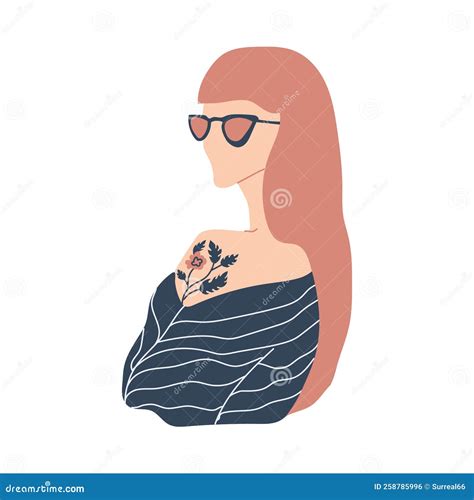 Redhead Female Wearing Sunglasses Isolated On White Background Stock