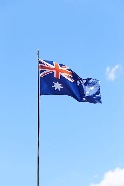 Premium Photo Australian Flag Flying On A Flagpole