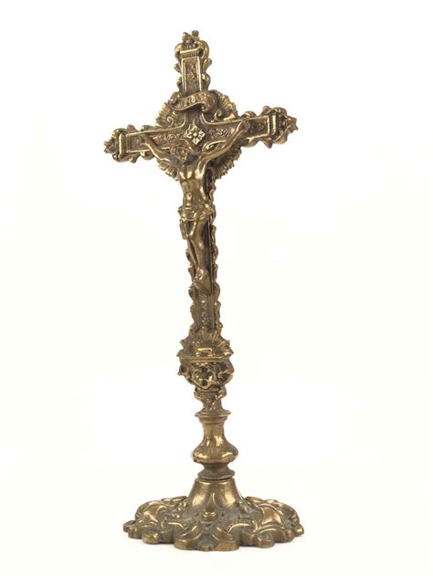 Vintage Brass Standing Crucifix Cross