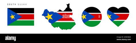 South Sudan Flag Icon Set South Sudanese Pennant In Official Colors