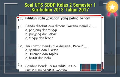 Soal Uts Sbdp Kelas Semester Kurikulum Tahun