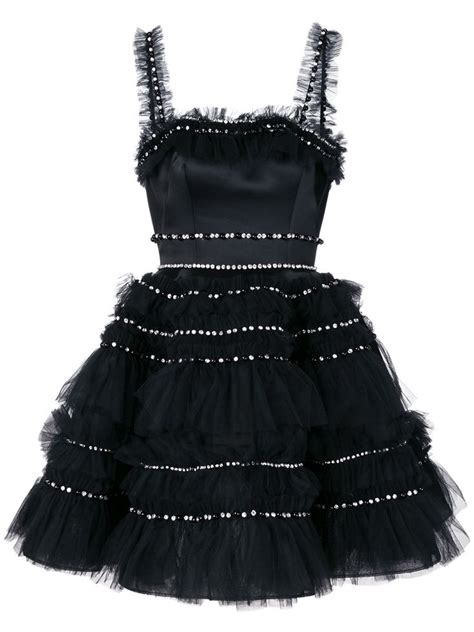 Viktor & Rolf Embellished Tulle Ruffle Mini Dress In Black | ModeSens ...