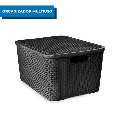 Organizador Rattan Tampa Litros Preto Caixa Organizadora Uso