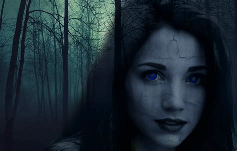 Wallpaper Forest Girl The Darkness Cast Ghost Horror Blue Eyes