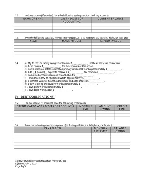 Wyoming Affidavit Of Indigency And Request For Waiver Of Filing Fees