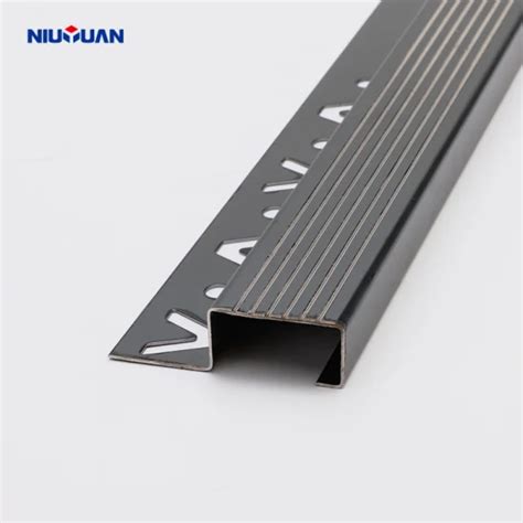 Black Polished Stair Nosing Stainless Steel Metal Edging For Stairs Metal Stair Edging And