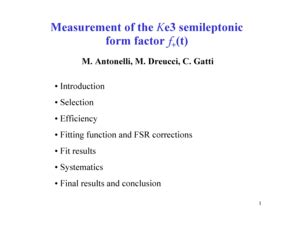 Fillable Online Lnf Infn Preliminary Measurement Of The Ke3 Form Factor