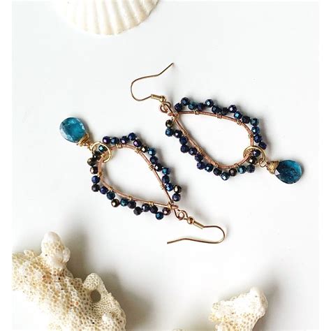 Black Spinel And Moss Kyanite Hoop Earrings Wire Wrapped Etsy