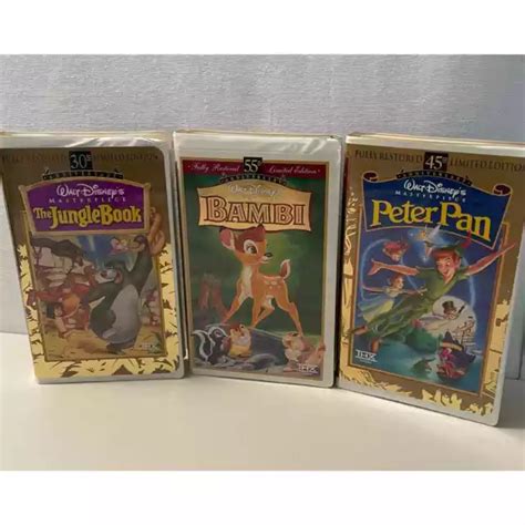 Walt Disney Bambi Peter Pan The Jungle Book Vhs Tapes Movies