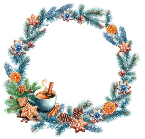 Couronne Décorative De Noël Branches De Sapin Avec Cônes Illustration à