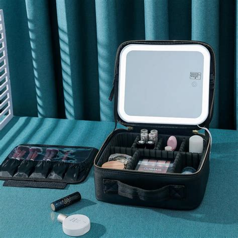 Jadazror Travel Makeup Bag With Large LED Lighted Mirror, Makeup Case ...