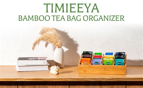 Amazon TIMIEEYA Tea Bag Organizer Bamboo Tea Storage Organizer