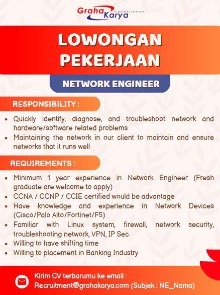 Lowongan Kerja Network Engineer Pt Graha Karya Informasi Teknik