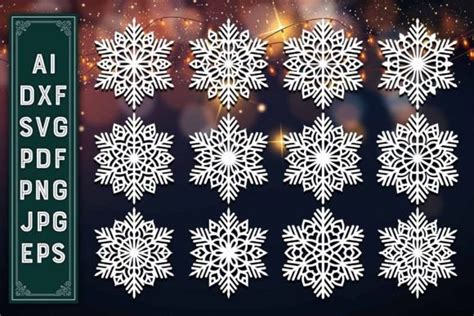 Snowflakes Laser Cut Svg Bundle 16 Graphic By Laijuakter · Creative Fabrica