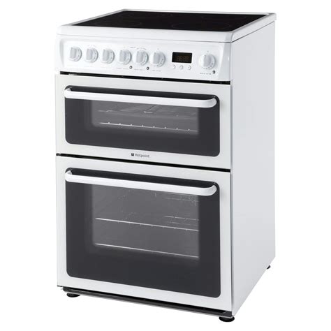 Hotpoint HAE60PS 60cm Electric Cooker in White, Ceramic Hob Double Oven