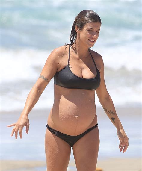 Elisabetta Canalis Shows Off Her Baby Bump In A Skimpy Black Bikini In
