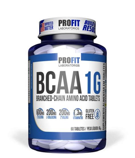 Bcaa 1g 60 Tabletes Aminoácido Profit Laboratórios BCAA