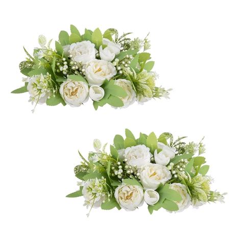 Blosmon Artificial Peonies Flower Ball Wedding Centerpieces 2 PCS White