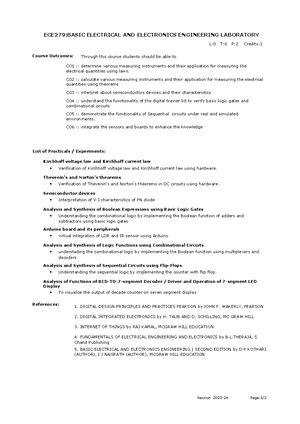 Lmece 279 Ece Notes LABORATORY MANUAL ECE Electrical And