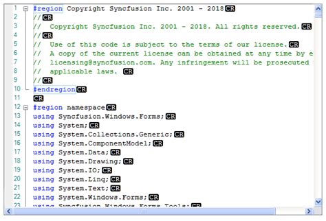 Editing In Windows Forms Syntax Editor Control Syncfusion