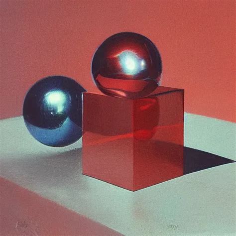 Chrome Spheres On A Red Cube By Albert Edelfelt Stable Diffusion