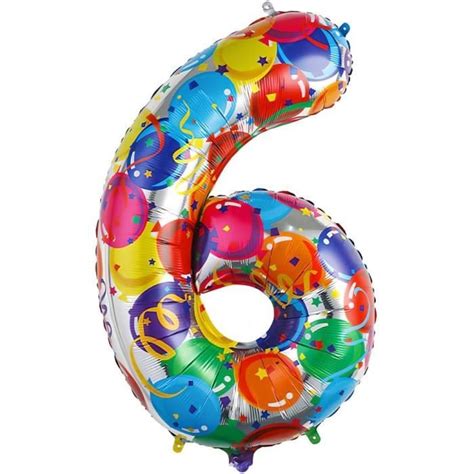 40 Pouces Foil Ballon Chiffre 6 Multicolore 101Cm Gonflable Hélium