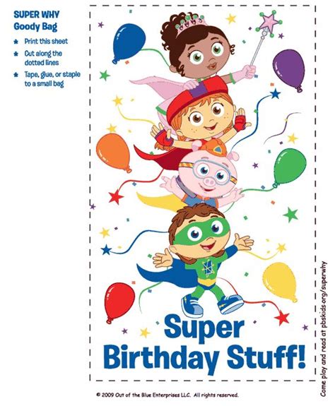 Super Why Goody Bags Birthday Parties For Kids Pbs Parents Super