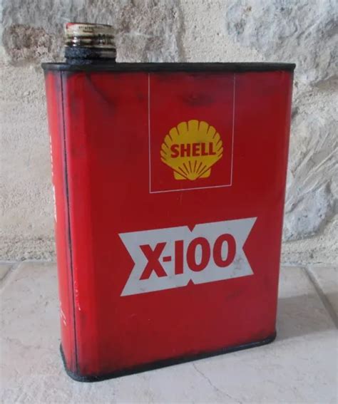 ANCIEN BIDON D HUILE Moteur SHELL X 100 France Vintage Oil Can Vieux