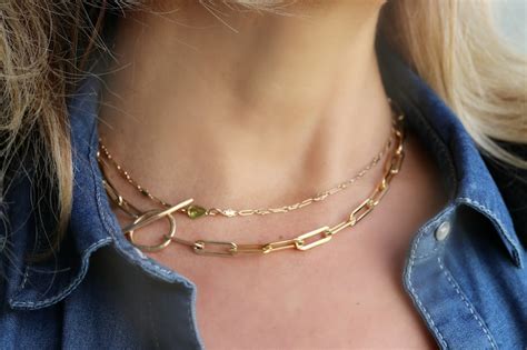 Gold Toggle Necklace Thick Chunky Paper Clip Chain Necklace Etsy