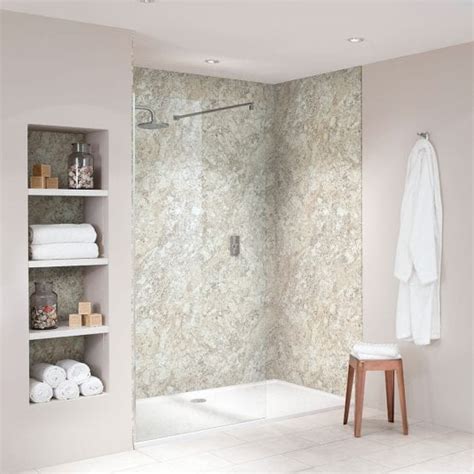 Nuance Classic Platinum Travertine Shower Wall Boards Room H O