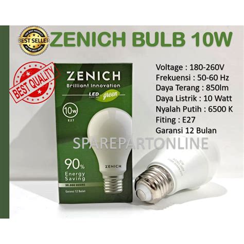 Jual Lampu Led 10 Watt Bulb Zenich BULAT Shopee Indonesia