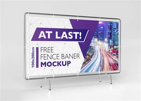 Free Advertising Fence Banner Mockup Psd Psfreebies