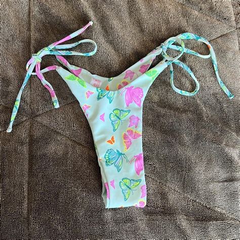Romwe High Leg Butterfly Bikini Bottom Never Worn Depop