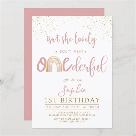 Isnt She Onederful Boho Rainbow First Birthday Invitation Zazzle In