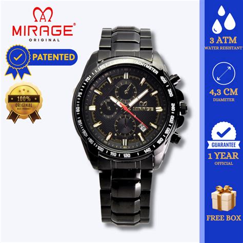 Jual Mirage Jam Tangan Pria Analog Chrono 8305 M Full Black Original