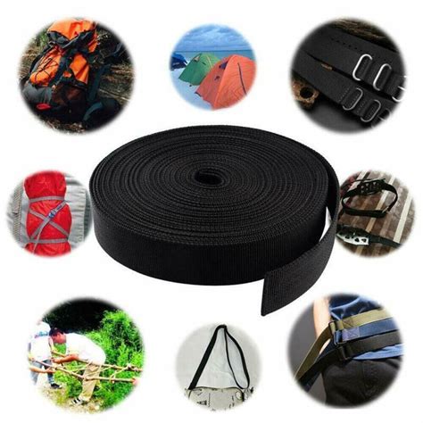 1 Roll 22 Yards 1 Inch Wide Black Nylon Heavy Duty Webbing Strap US