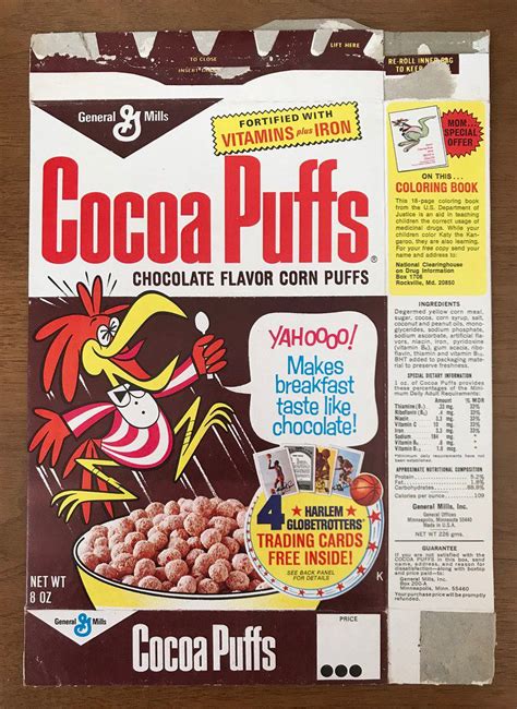 1971 General Mills Cocoa Puffs Cereal Box | Puffs cereal, Cocoa puffs ...