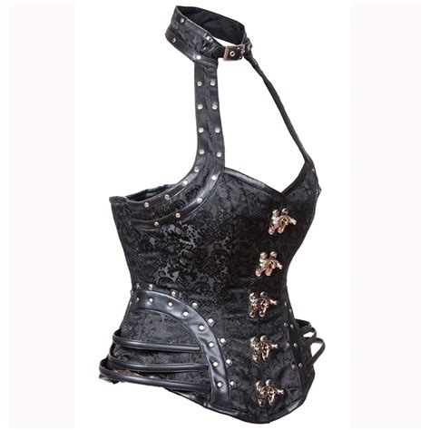 Steampunk Gothic Black Halter Steel Boned Outerwear Corset With A