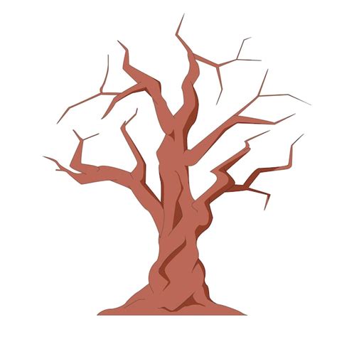 Árbol seco enfermo sin hojas color marrón ilustración vectorial