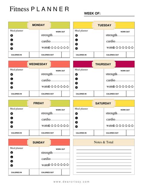 Fitness Journal Printable For College