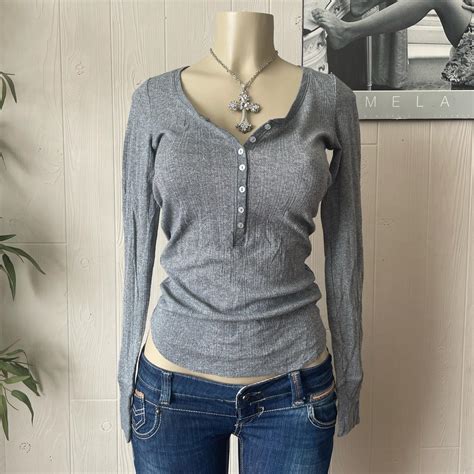 Victoria Secret Henley Old School Sparkly Grey Long Depop