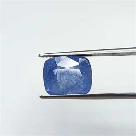 Ceylon Natural Untreated Blue Sapphire Cushion Cts Faceted Cut